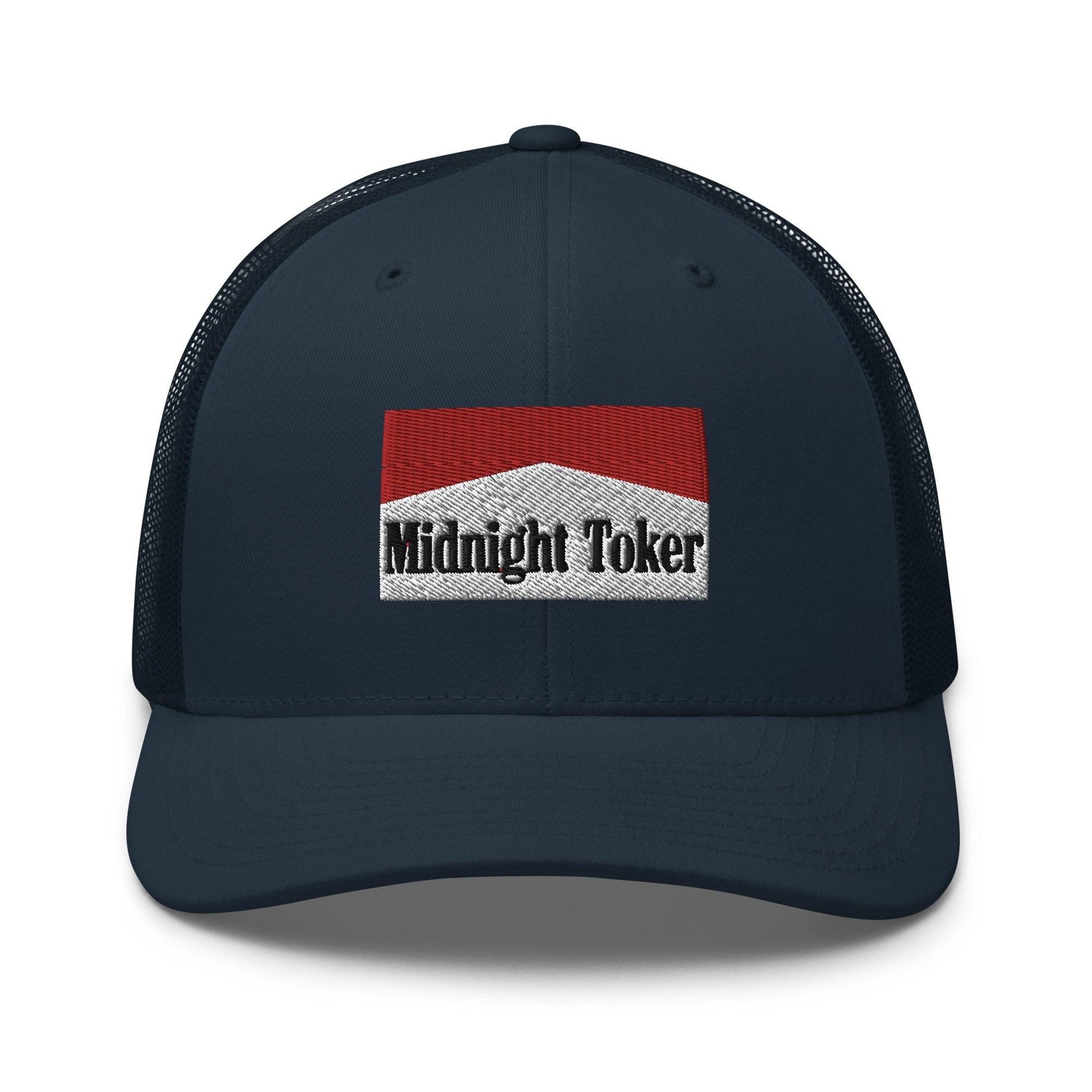 Midnight Toker Retro Trucker Hat Navy Capital Crowns Funny Trucker Hats