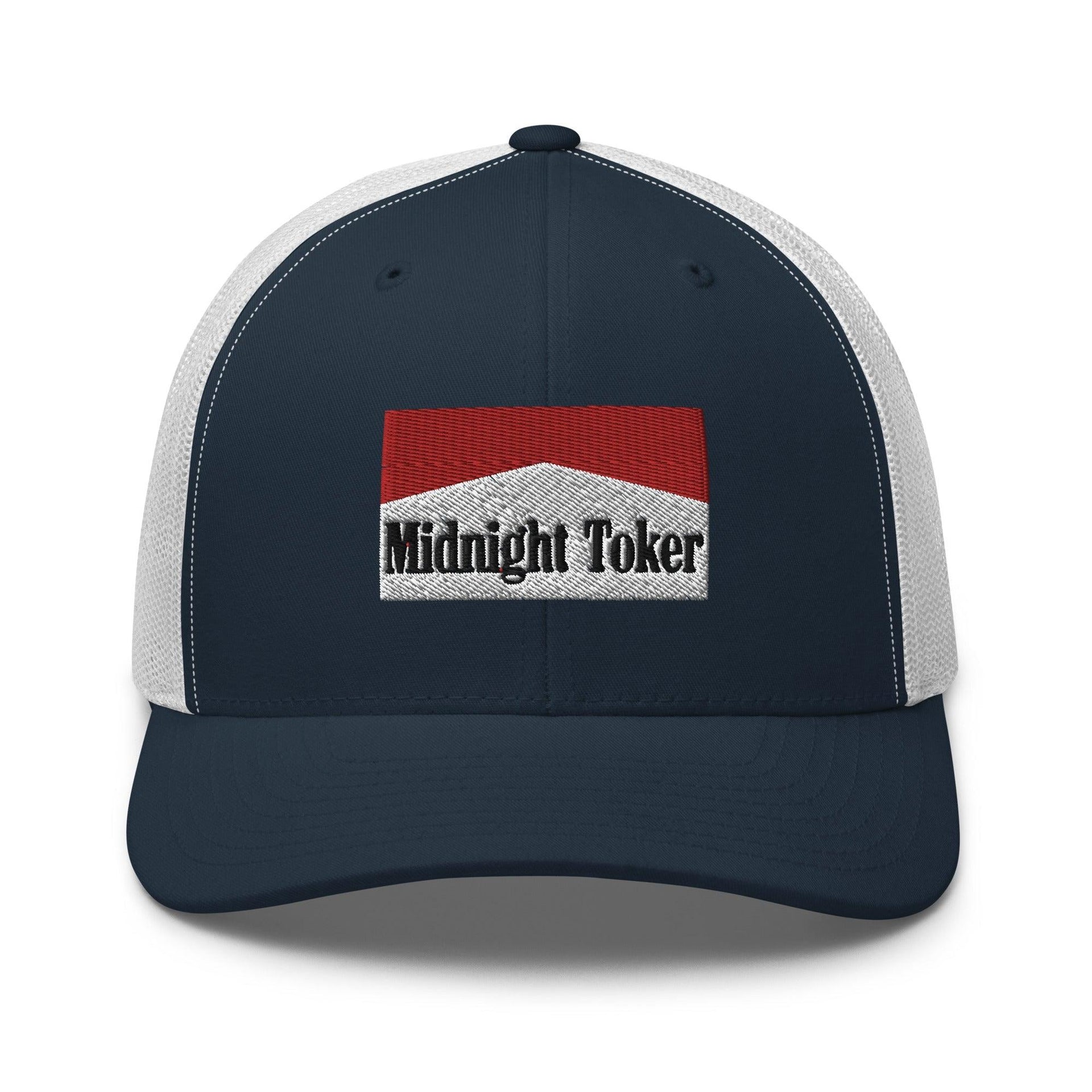 Midnight Toker Retro Trucker Hat Navy White Capital Crowns Funny Trucker Hats