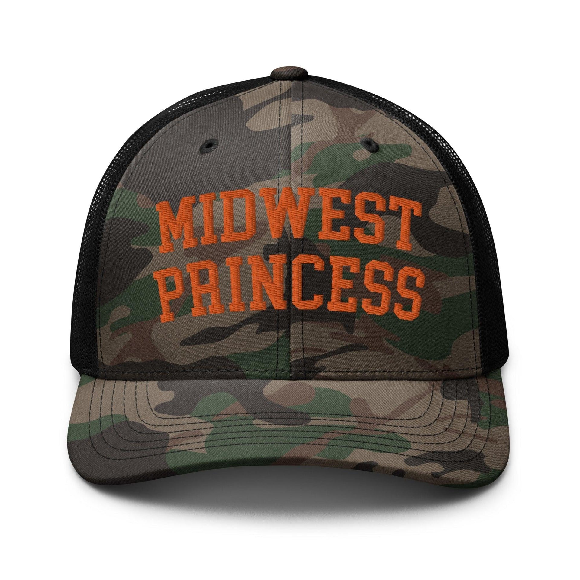 Midwest Princess Orange Camouflage Trucker Hat Camo Black Capital Crowns Funny Orange Camo Trucker Hats