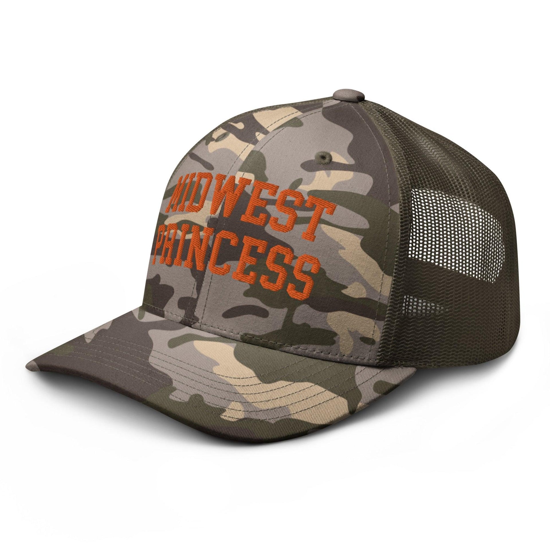 Midwest Princess Orange Camouflage Trucker Hat Capital Crowns Funny Orange Camo Trucker Hats