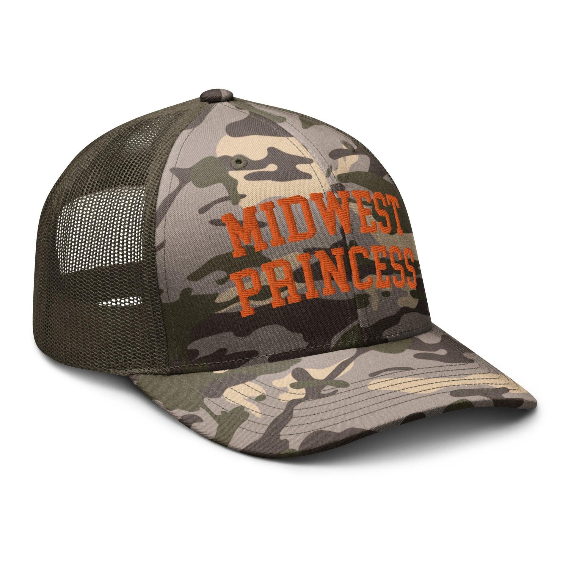 Midwest Princess Orange Camouflage Trucker Hat Capital Crowns Funny Orange Camo Trucker Hats
