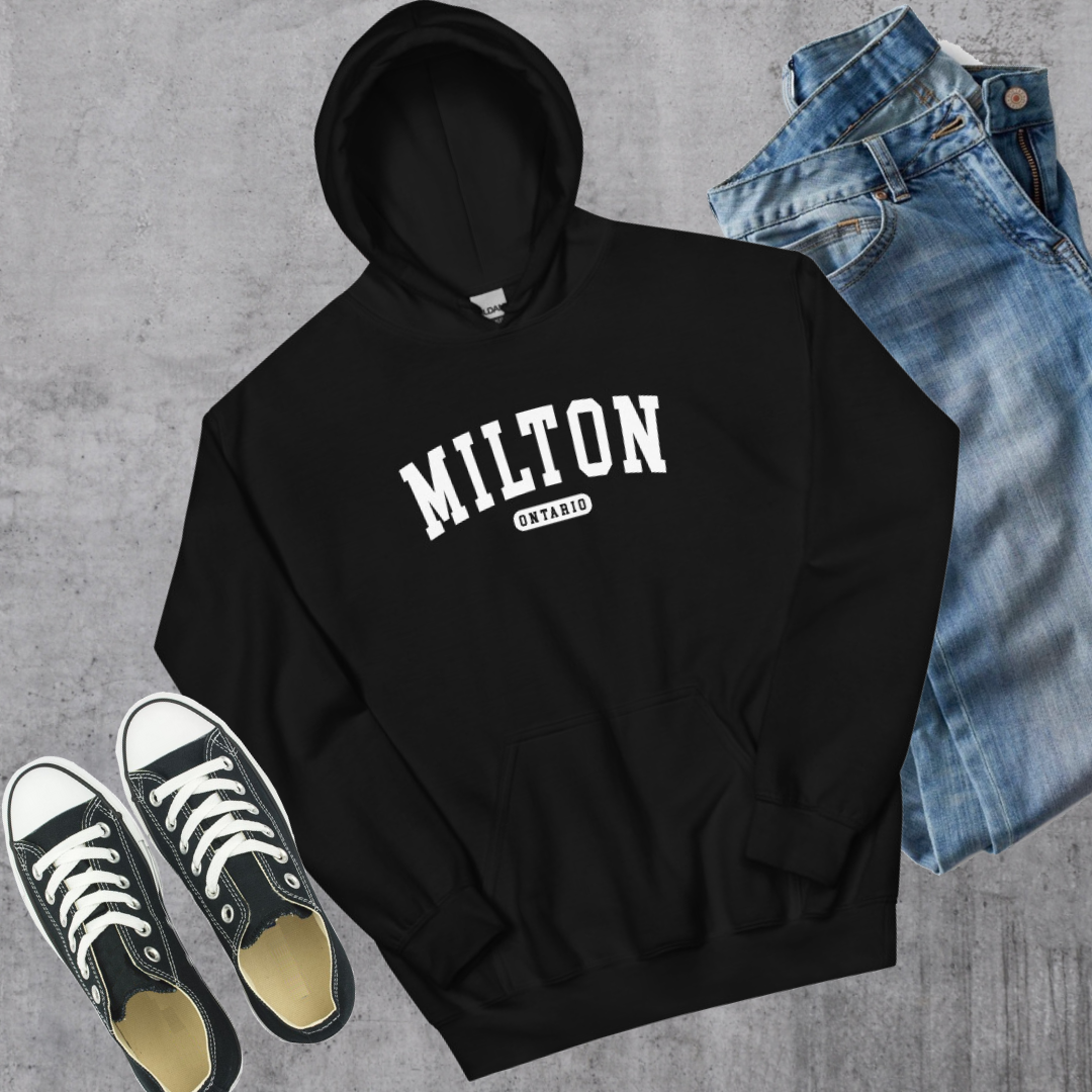 Milton College Hoodie Black Canadian City Apparel milton