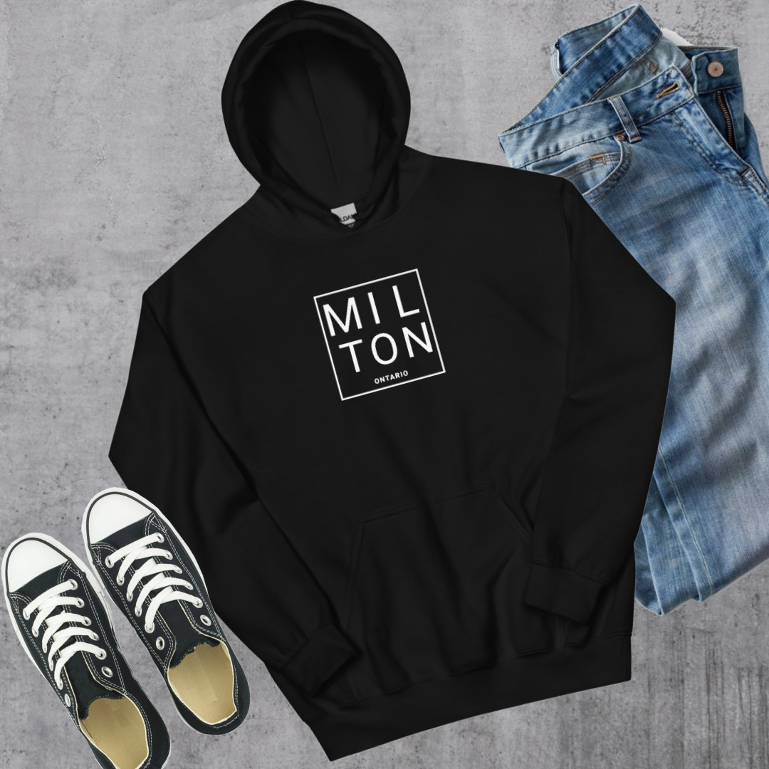 Milton Square Hoodie Black Canadian City Apparel milton
