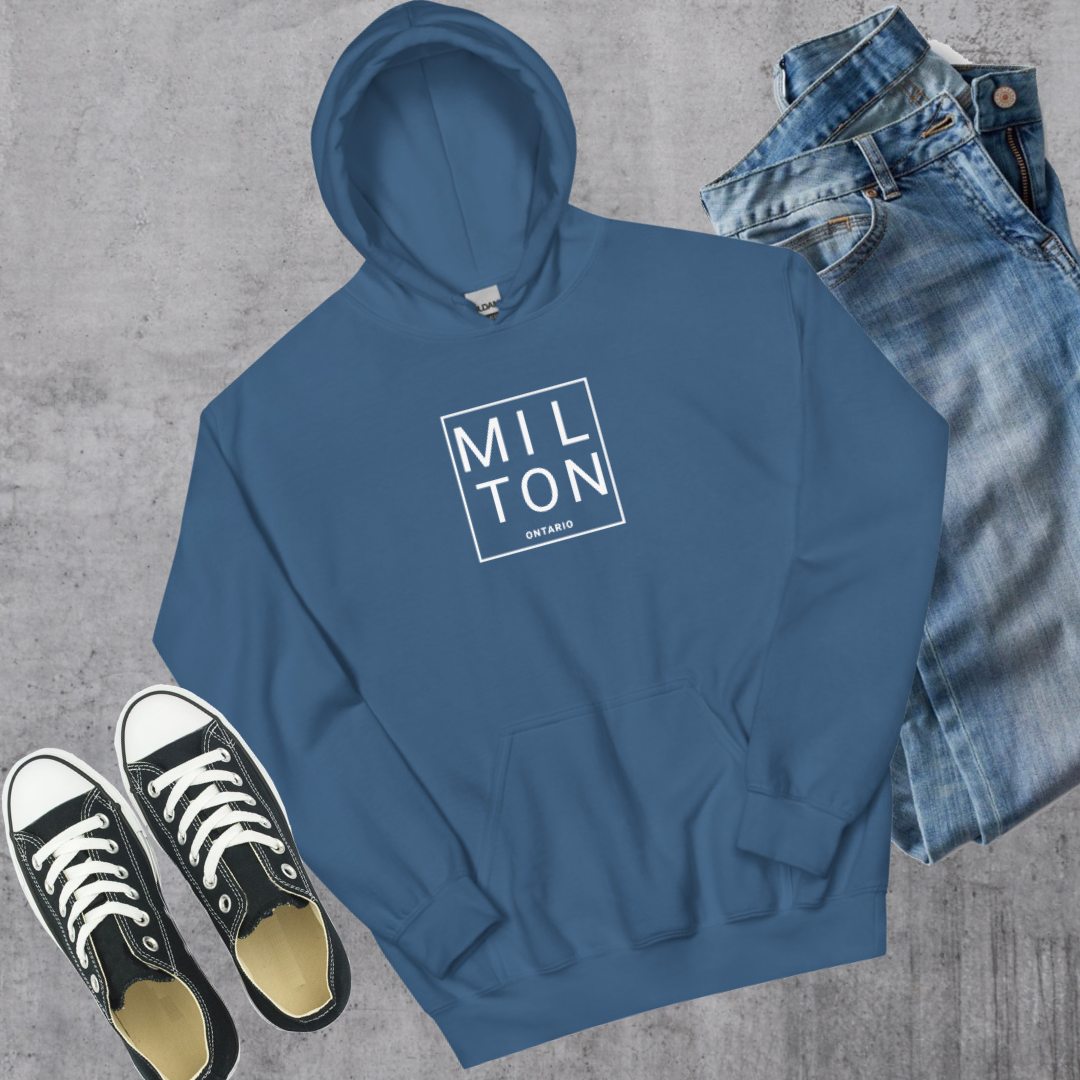 Milton Square Hoodie Indigo Blue Canadian City Apparel milton