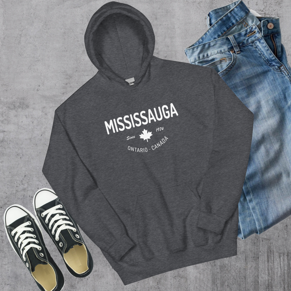 Mississauga Since 1974 Hoodie Dark Heather Canadian City Apparel