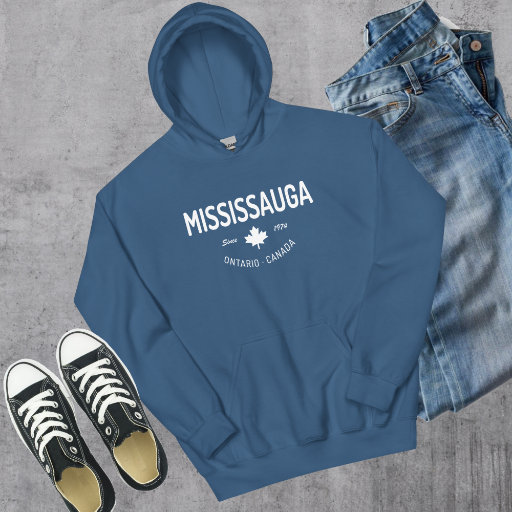 Mississauga Since 1974 Hoodie Indigo Blue Canadian City Apparel