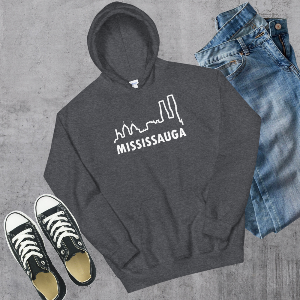 Mississauga Skyline Hoodie Dark Heather Canadian City Apparel