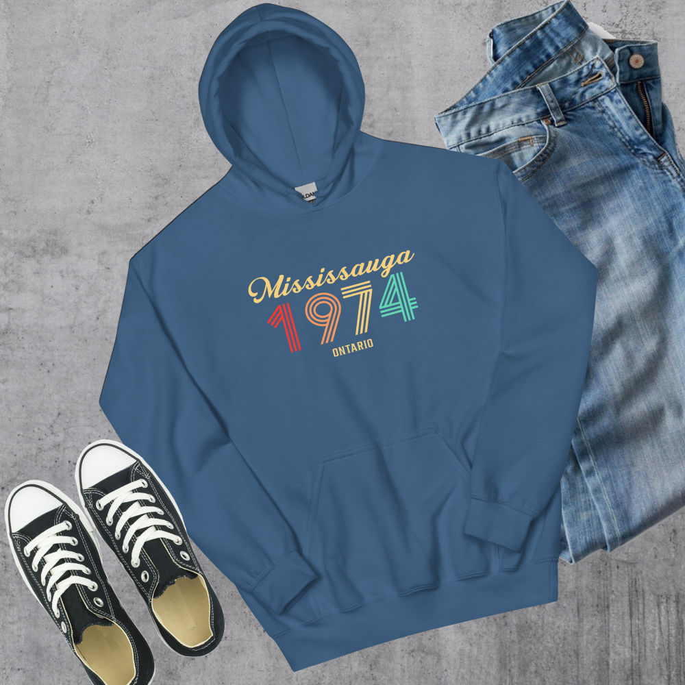 Mississauga Vintage Hoodie Indigo Blue Canadian City Apparel