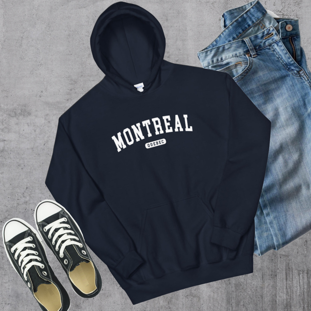Montreal QC College Hoodie Navy Canadian City Apparel