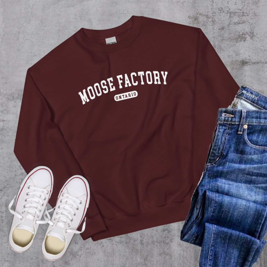 Moose Factory College Crewneck Maroon Canadian City Apparel