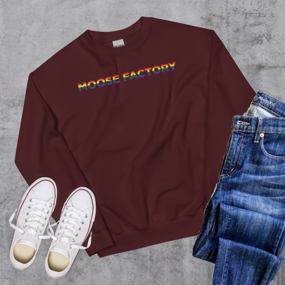 Moose Factory Pride Crewneck Maroon Canadian City Apparel