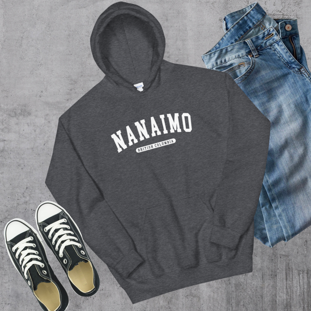 Nanaimo BC College Hoodie Dark Heather Canadian City Apparel