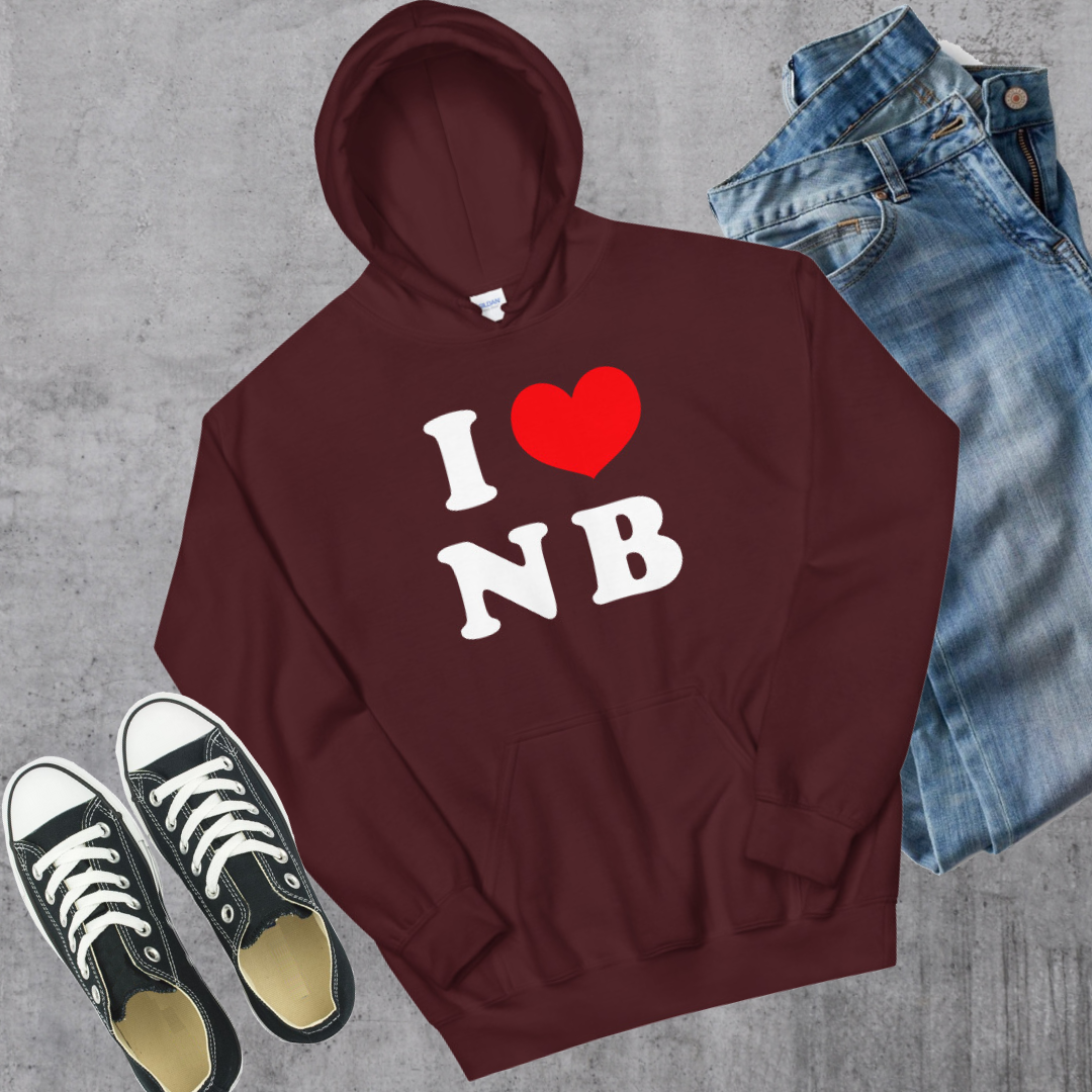 I ❤️ NB Hoodie Maroon Canadian City Apparel