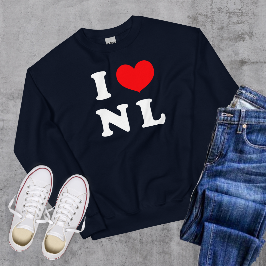 I ❤️ NL Crewneck Navy Canadian City Apparel Newfoundland