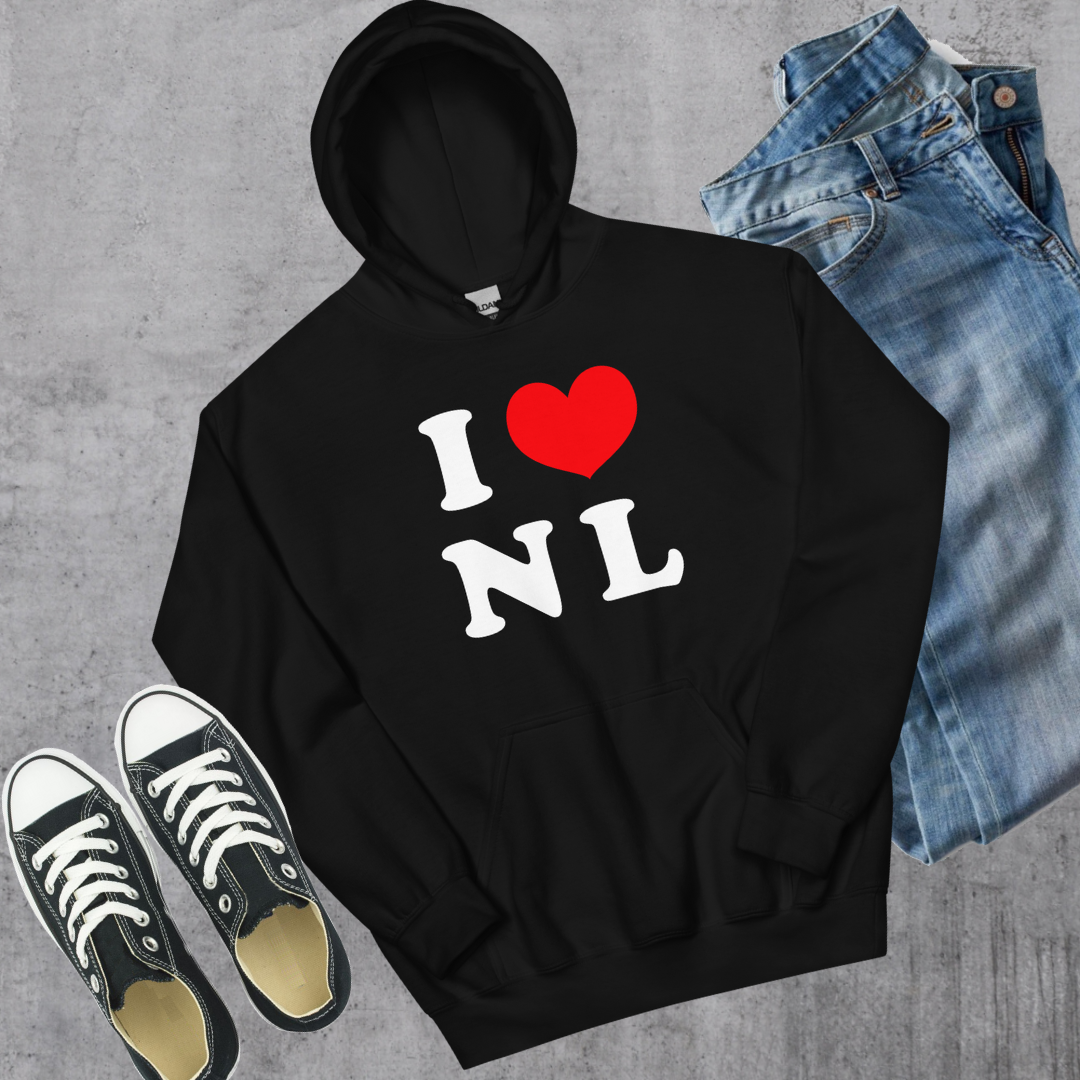 I ❤️ NL Hoodie Black Canadian City Apparel Newfoundland