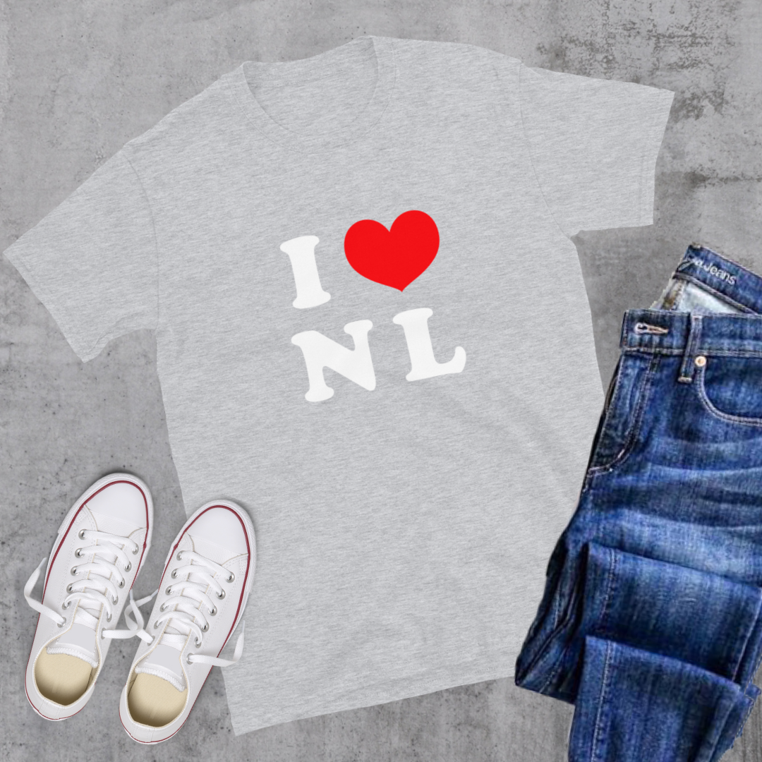 I ❤️ NL Tee Sport Grey Canadian City Apparel Newfoundland