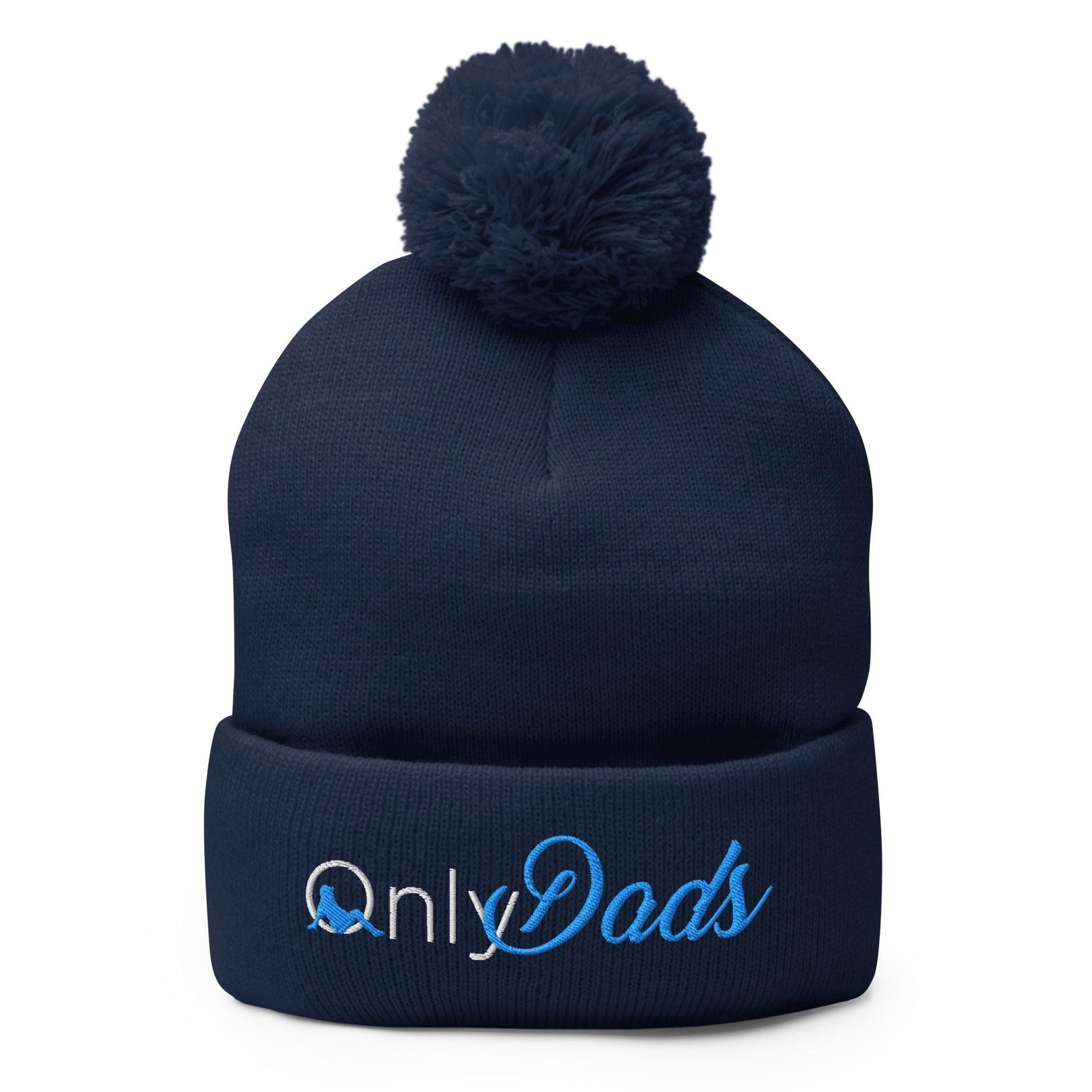 Only Dads Embroidered Knit Pom Pom Beanie Navy Beanies Capital Crowns Funny