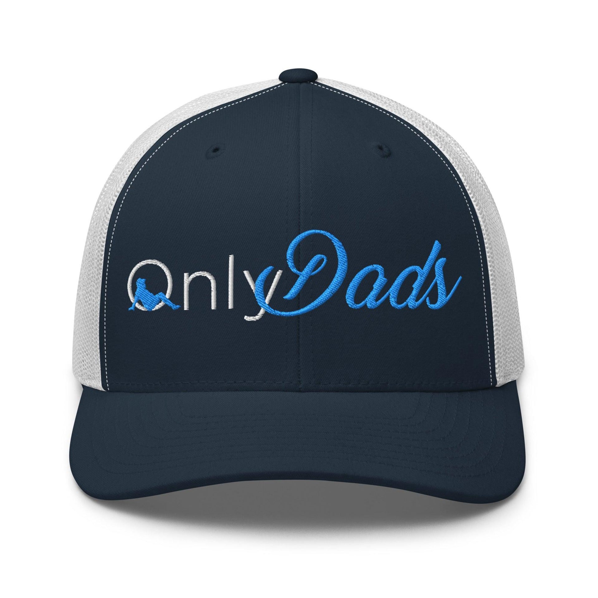 Only Dads Embroidered Mesh Trucker Hat Navy White Capital Crowns Funny Trucker Hats