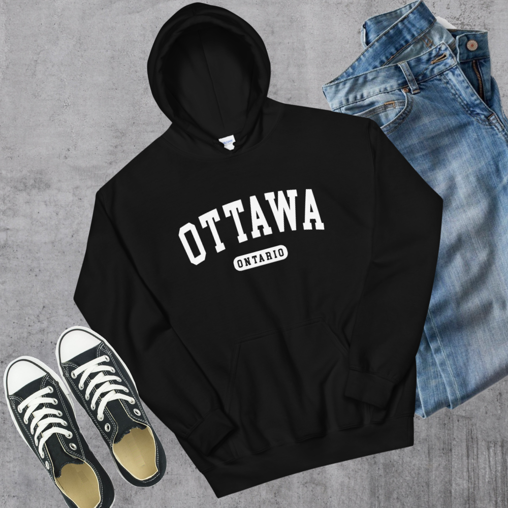 Ottawa College Hoodie Black Canadian City Apparel