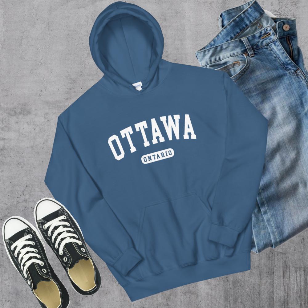 Ottawa College Hoodie Indigo Blue Canadian City Apparel