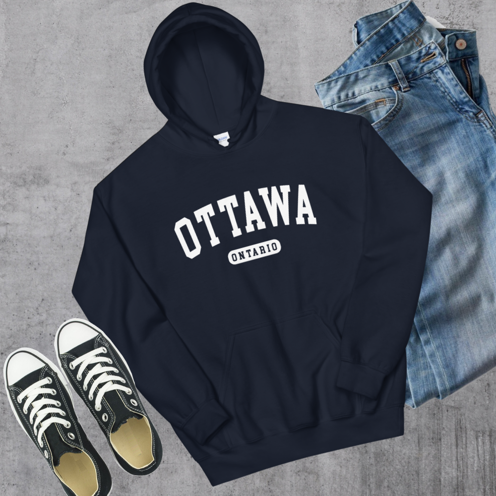 Ottawa College Hoodie Navy Canadian City Apparel