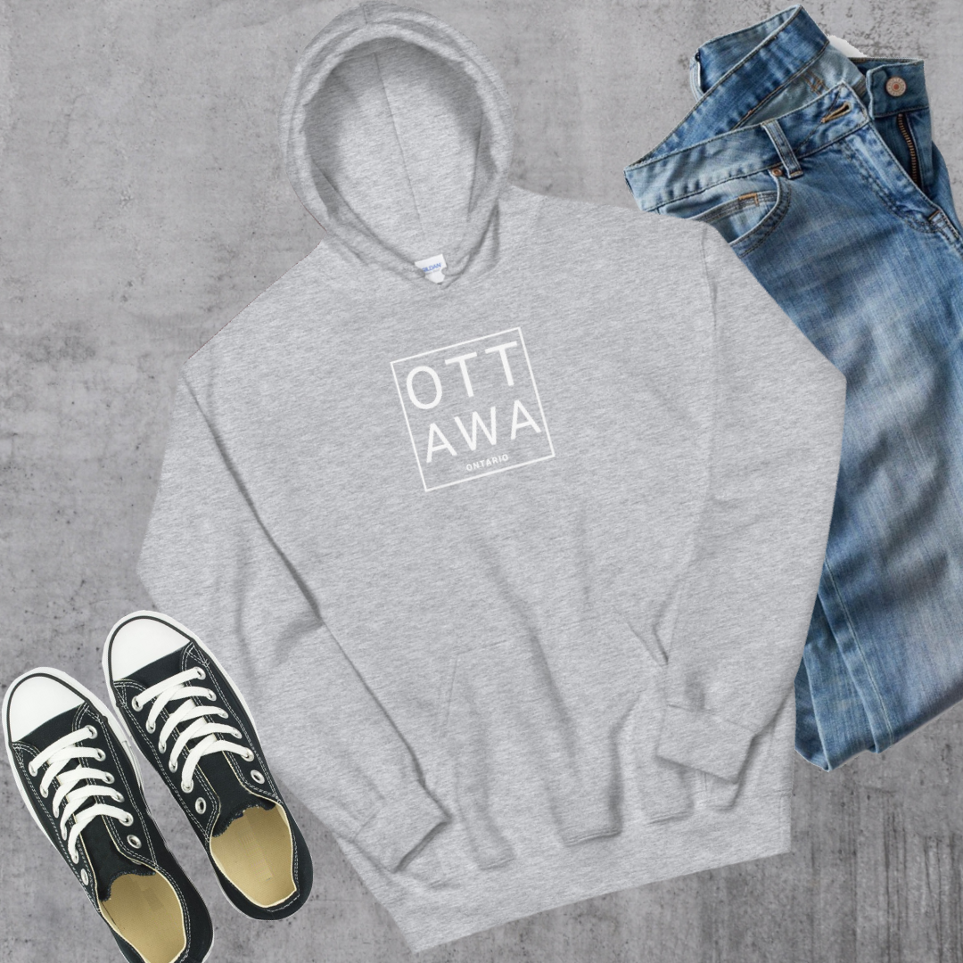 Ottawa Square Hoodie Sport Grey Canadian City Apparel