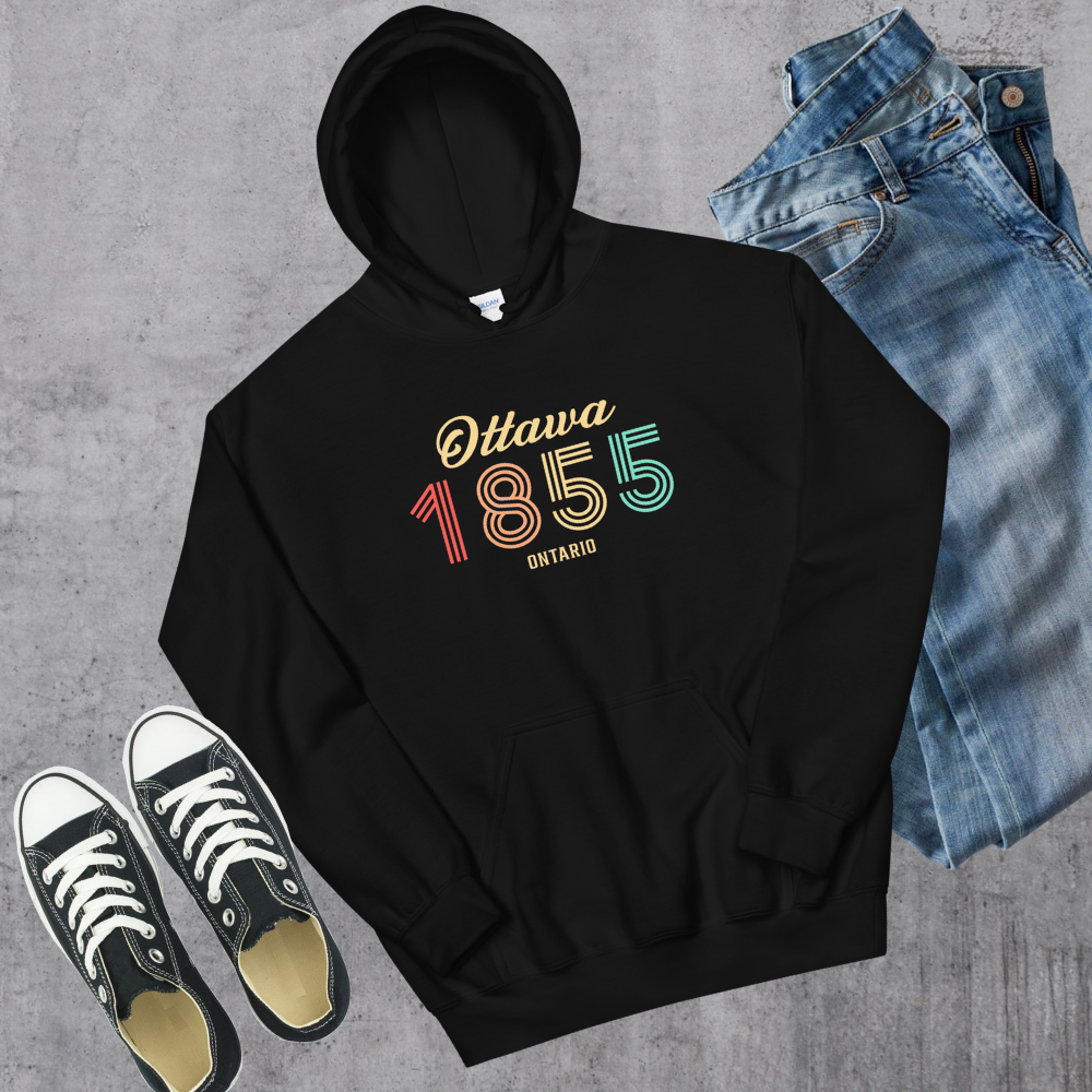 Ottawa Vintage Hoodie Black Canadian City Apparel