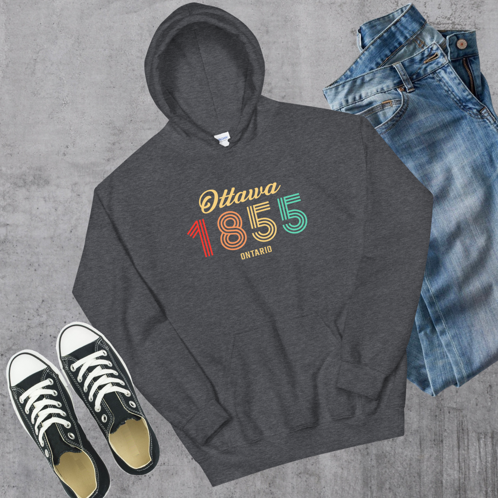 Ottawa Vintage Hoodie Dark Heather Canadian City Apparel