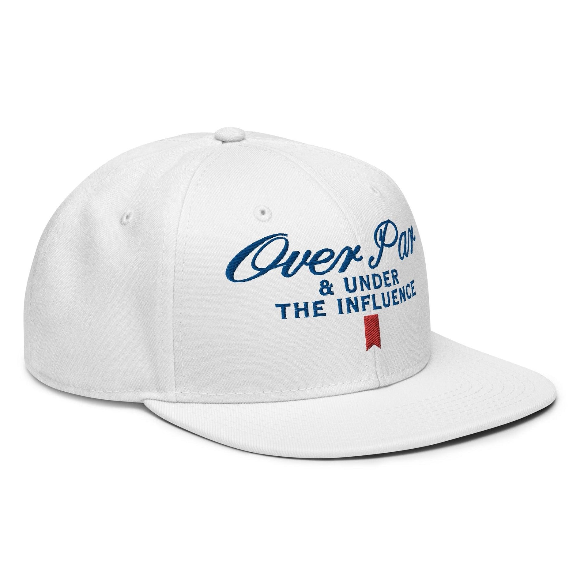 Over Par and Under the Influence Flat Bill Brim Snapback Hat Capital Crowns Funny Golf Snapback Hats