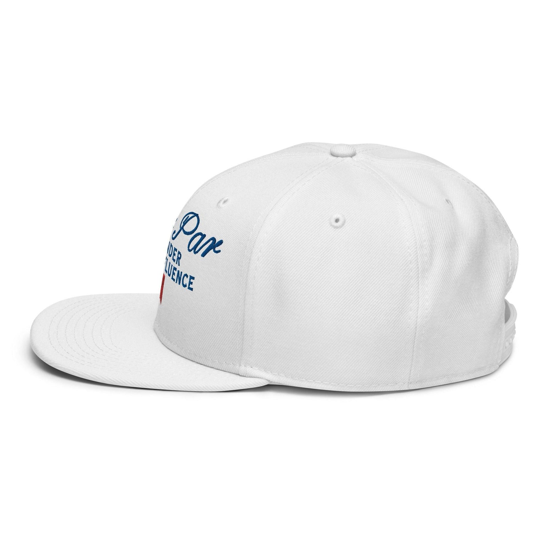 Over Par and Under the Influence Flat Bill Brim Snapback Hat Capital Crowns Funny Golf Snapback Hats