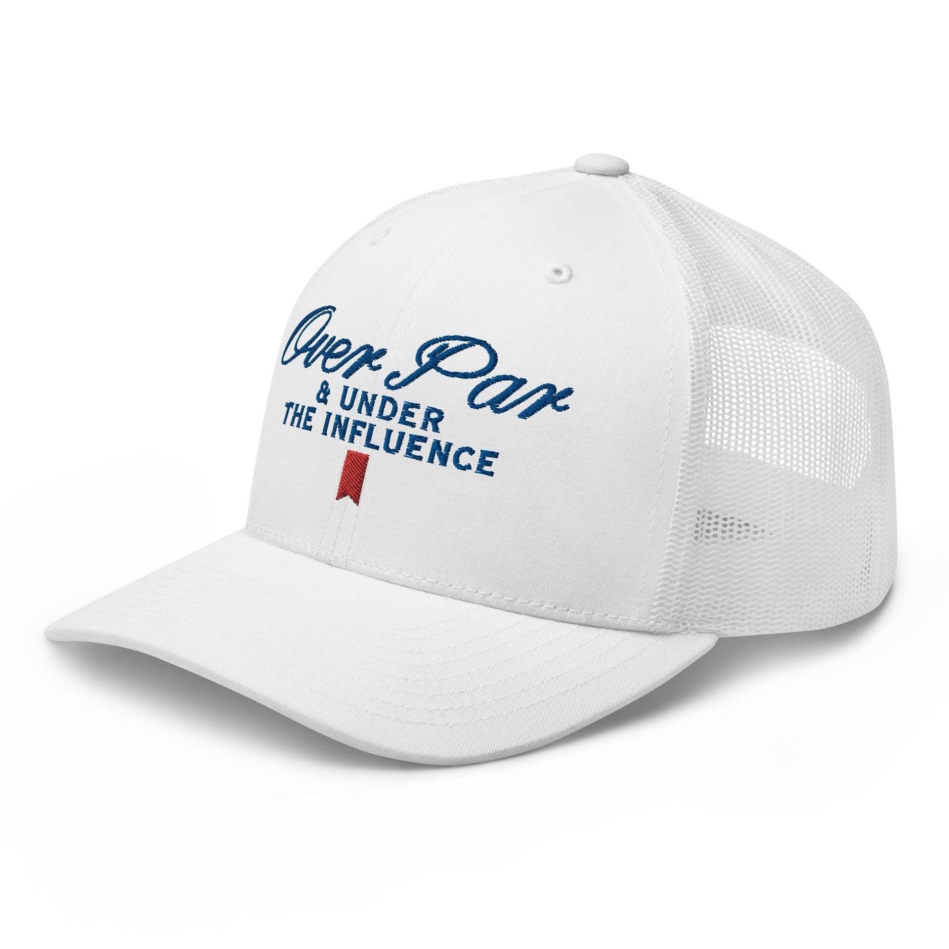 Over Par and Under the Influence Retro Trucker Hat Capital Crowns Funny Golf Trucker Hats