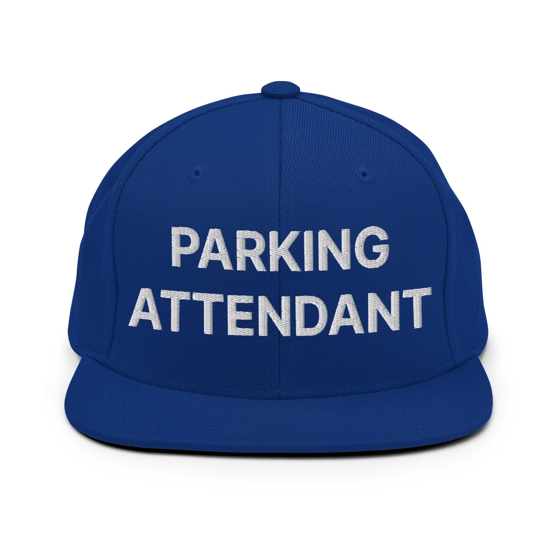 Parking Attendant Uniform Work Embroidered Flat Bill Brim Snapback Hat Royal Blue Capital Crowns Snapback Hats Work