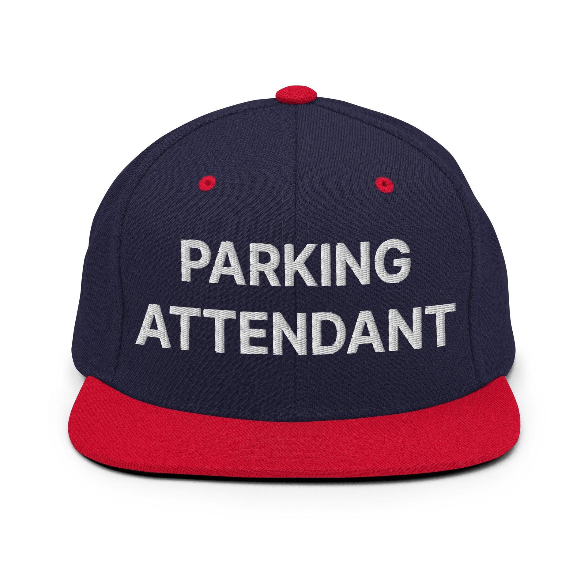 Parking Attendant Uniform Work Embroidered Flat Bill Brim Snapback Hat Navy Red Capital Crowns Snapback Hats Work