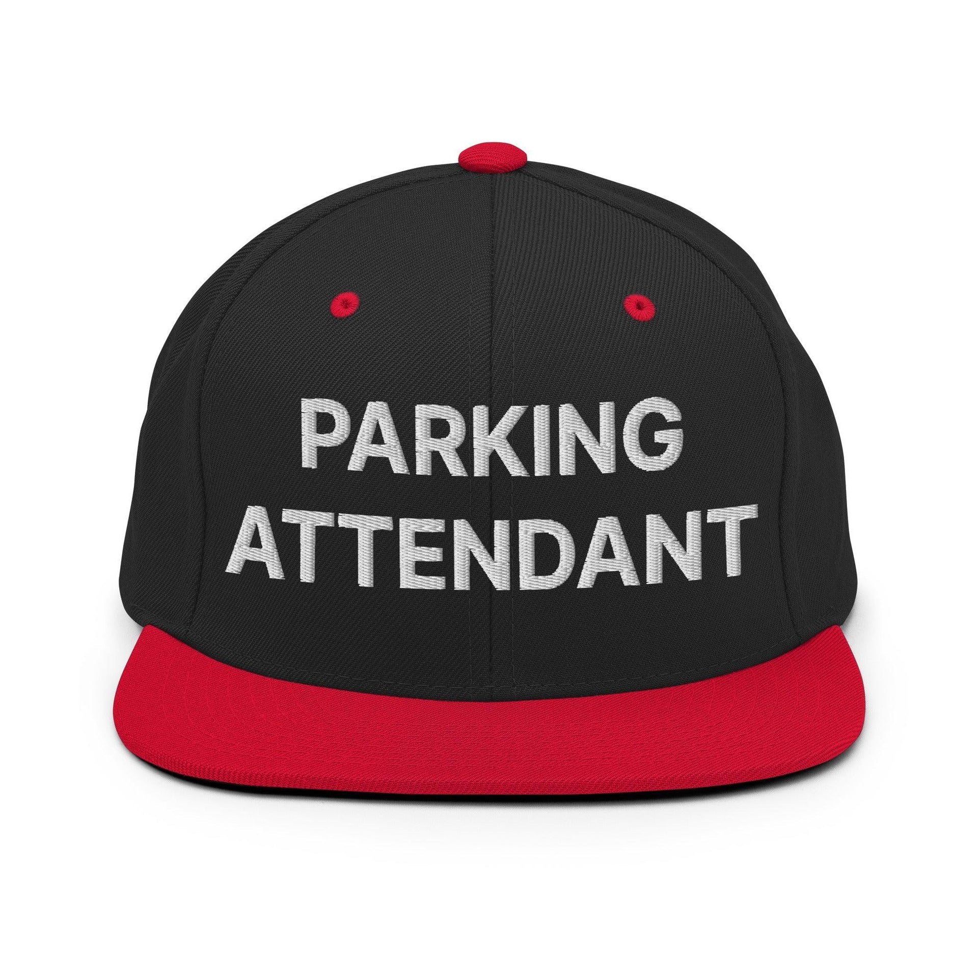 Parking Attendant Uniform Work Embroidered Flat Bill Brim Snapback Hat Black Red Capital Crowns Snapback Hats Work