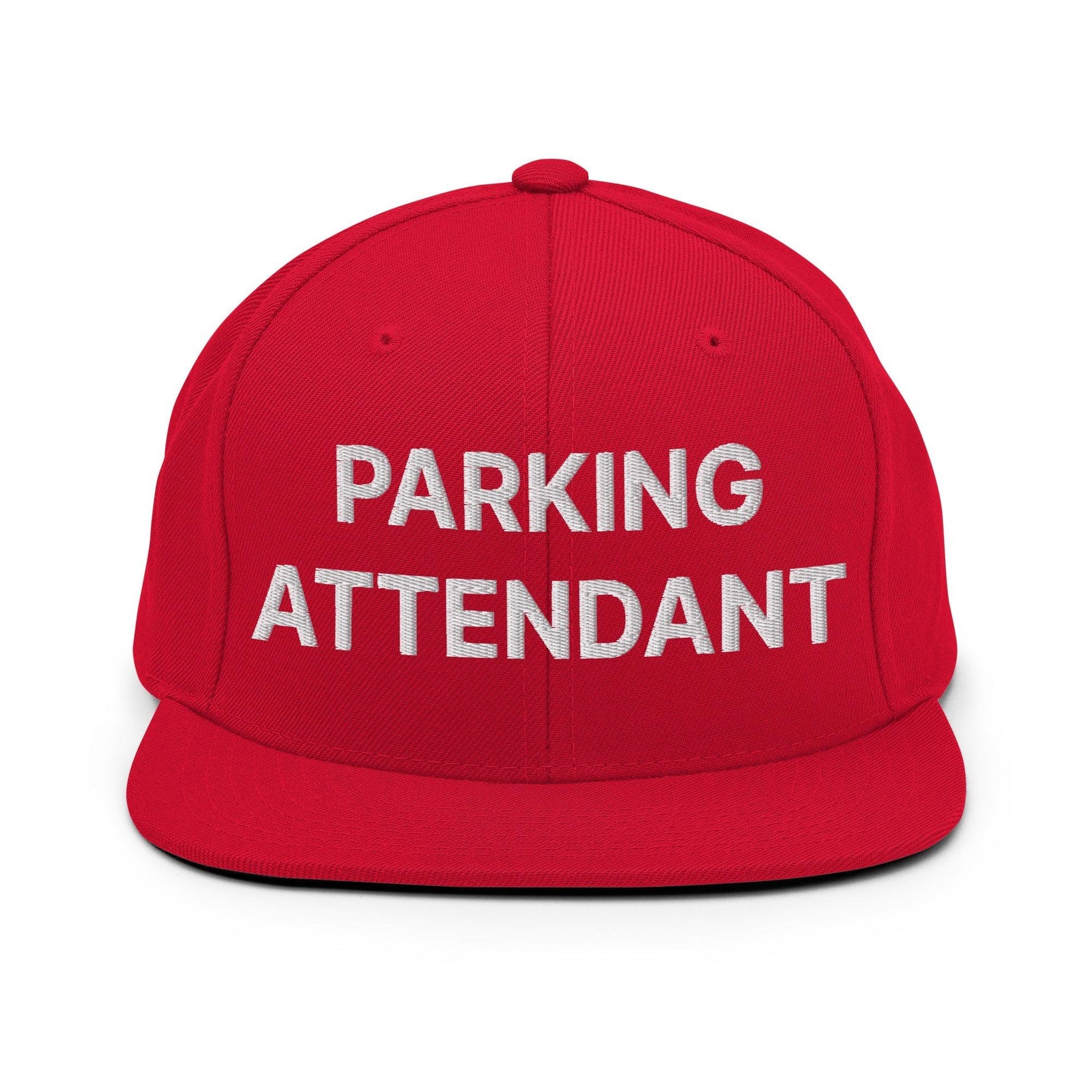 Parking Attendant Uniform Work Embroidered Flat Bill Brim Snapback Hat Red Capital Crowns Snapback Hats Work