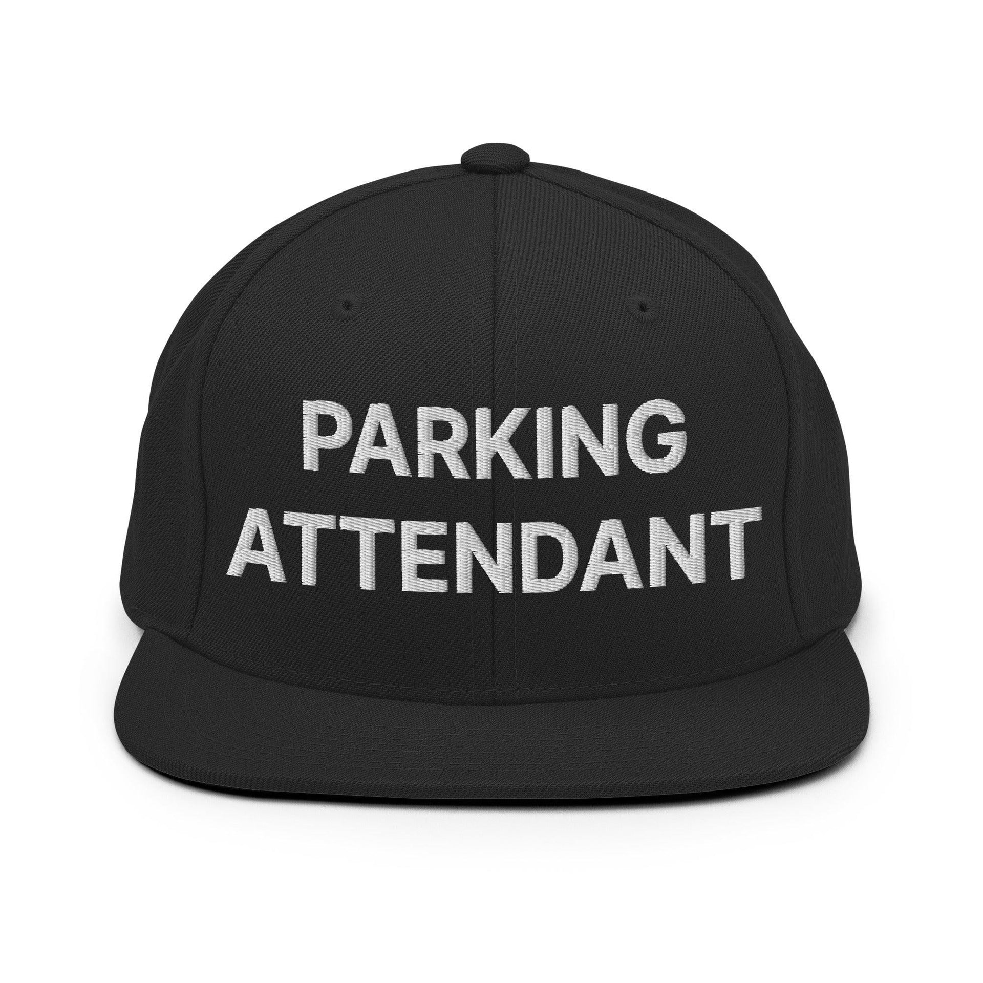Parking Attendant Uniform Work Embroidered Flat Bill Brim Snapback Hat Black Capital Crowns Snapback Hats Work