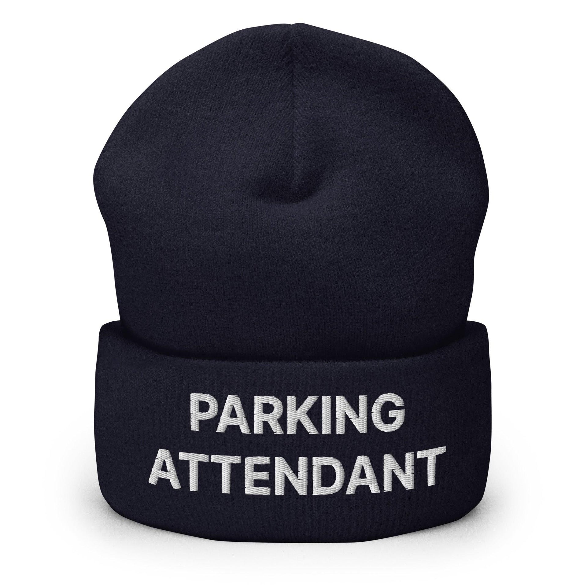 Parking Attendant Uniform Work Embroidered Knit Cuffed Beanie Navy Beanies Capital Crowns Work