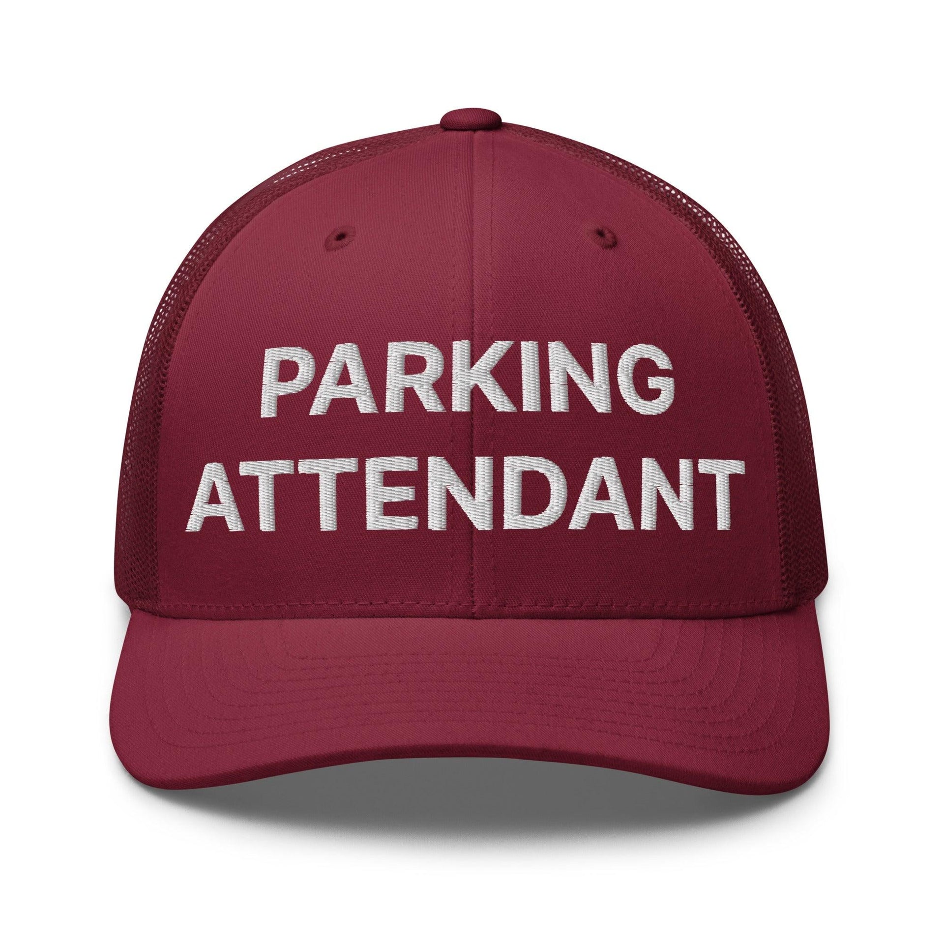 Parking Attendant Work Block Embroidered Mesh Trucker Hat Cranberry Capital Crowns Trucker Hats Work