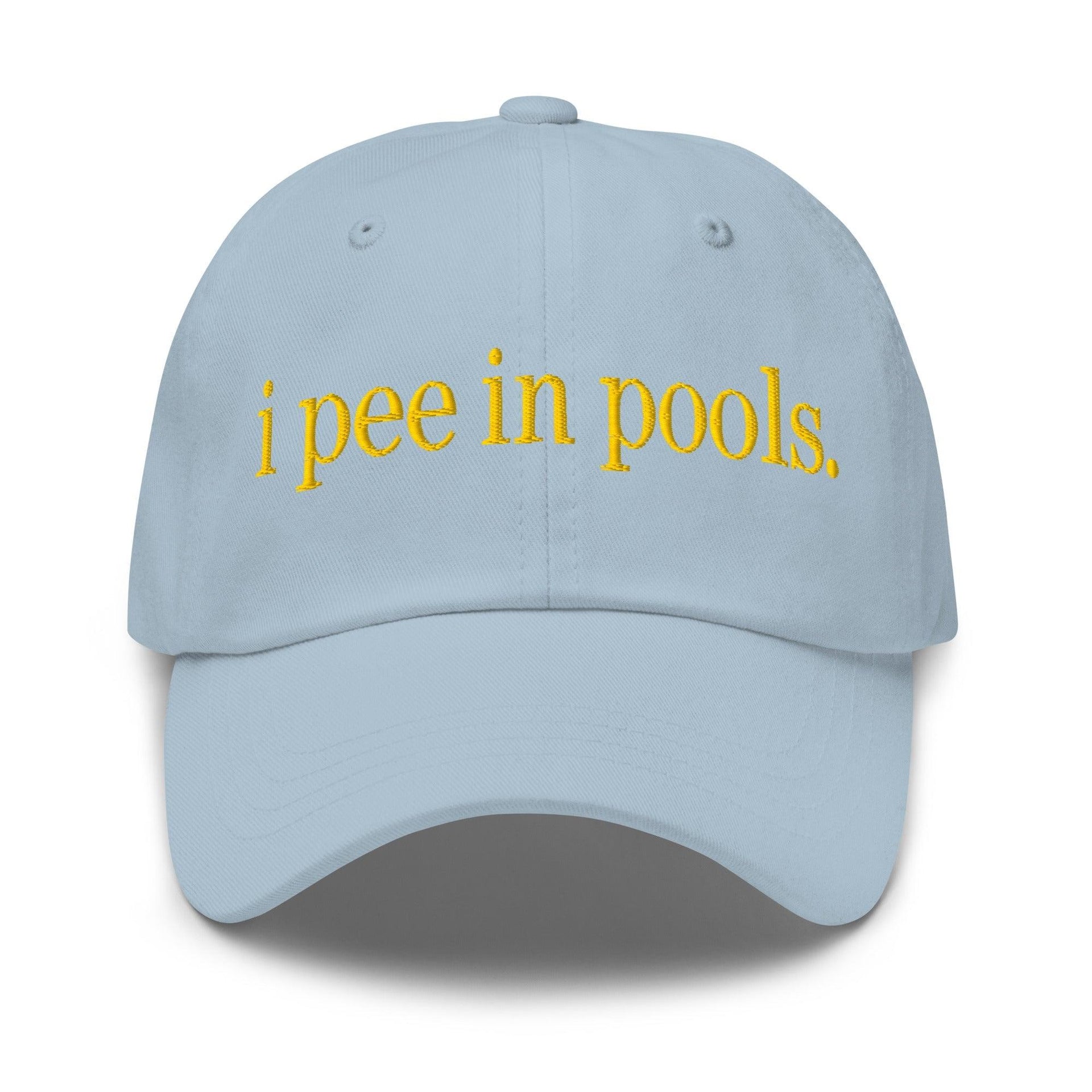 I Pee in Pools Embroidered Dad Hat Light Blue Capital Crowns Dad Hats Funny