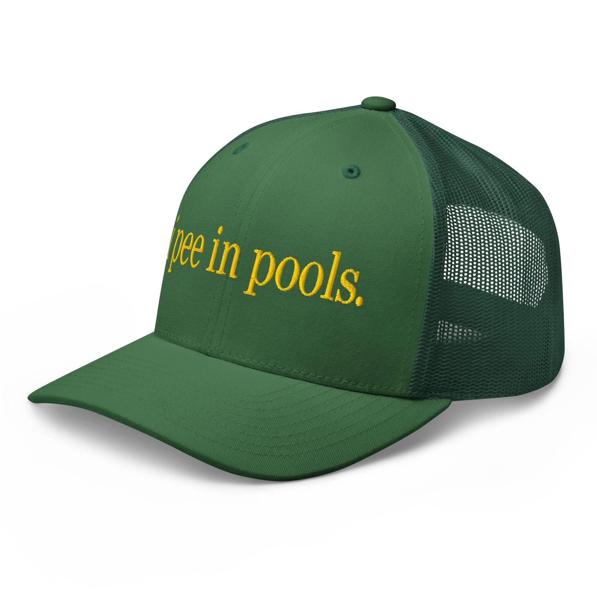 I Pee in Pools Embroidered Mesh Trucker Hat Capital Crowns Funny Trucker Hats