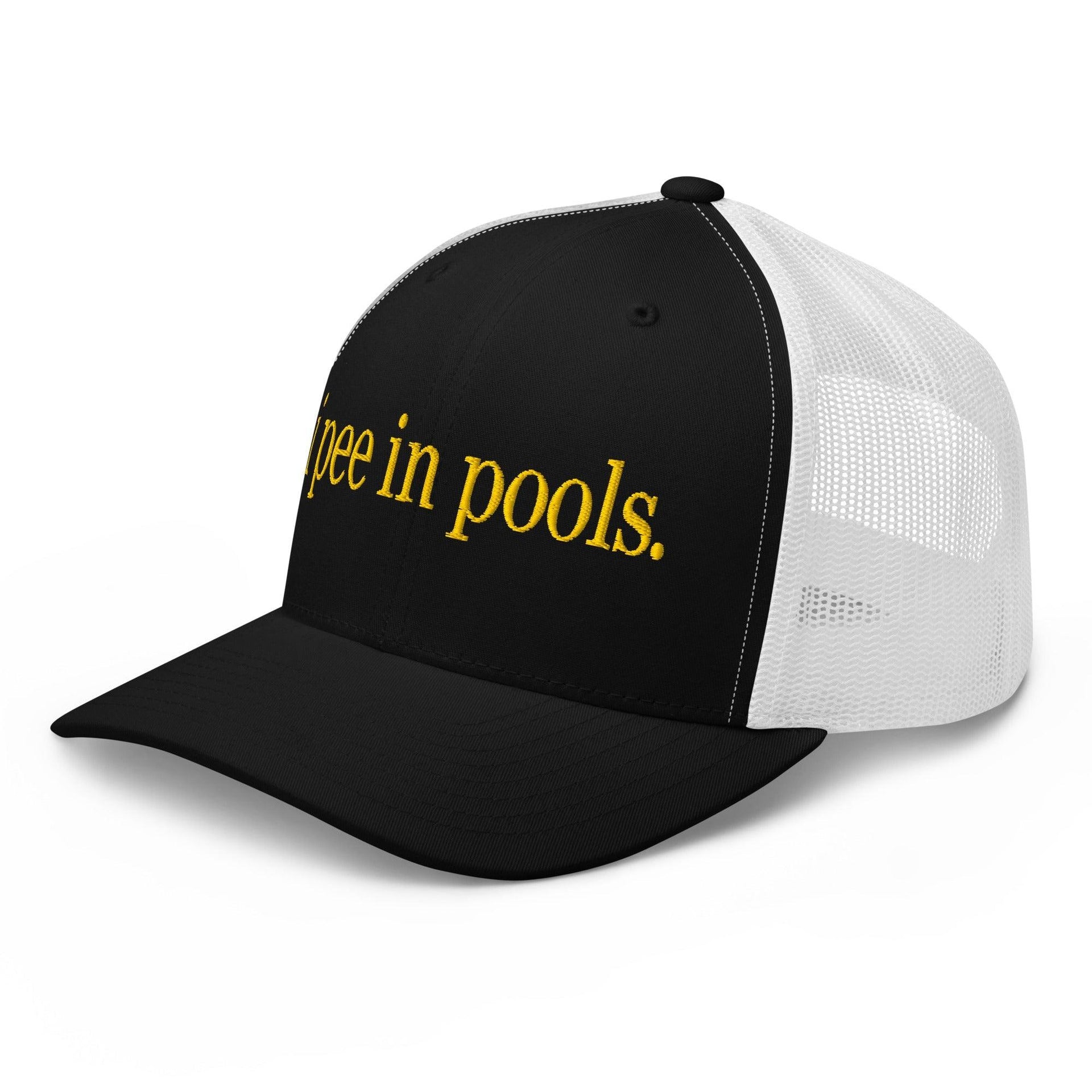 I Pee in Pools Embroidered Mesh Trucker Hat Capital Crowns Funny Trucker Hats