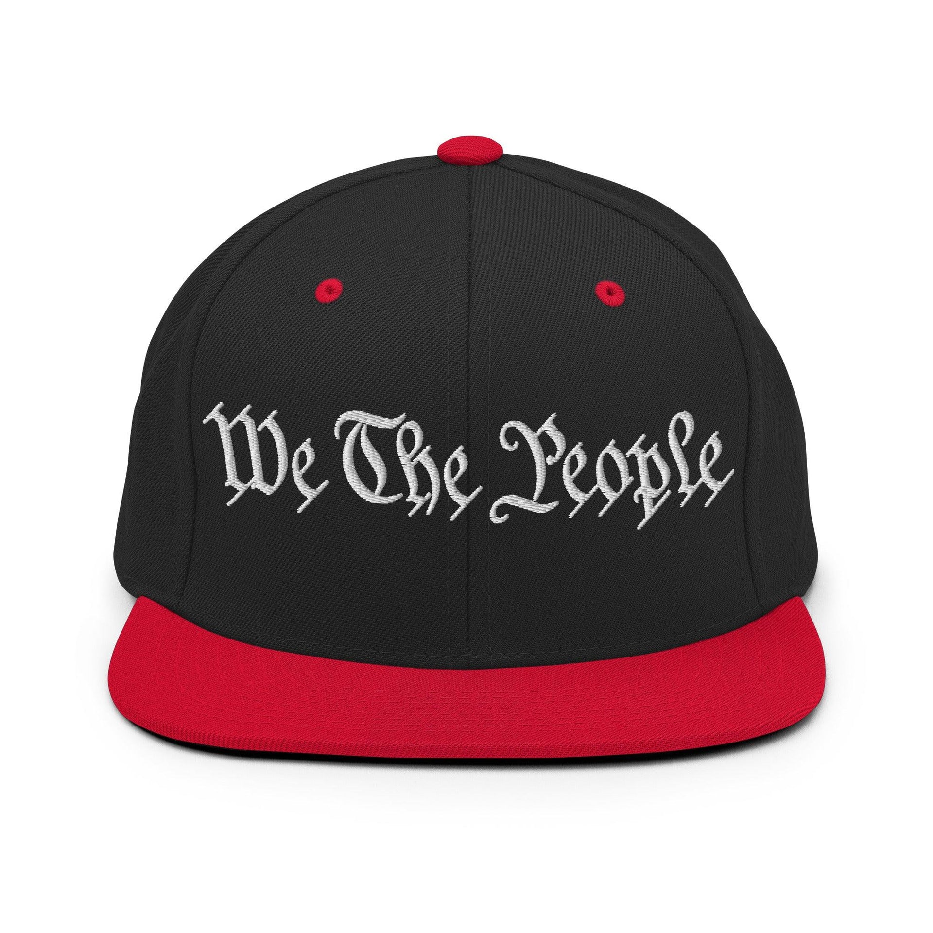 We The People Embroidered Flat Bill Brim Snapback Hat Black Red Capital Crowns Conservative Snapback Hats