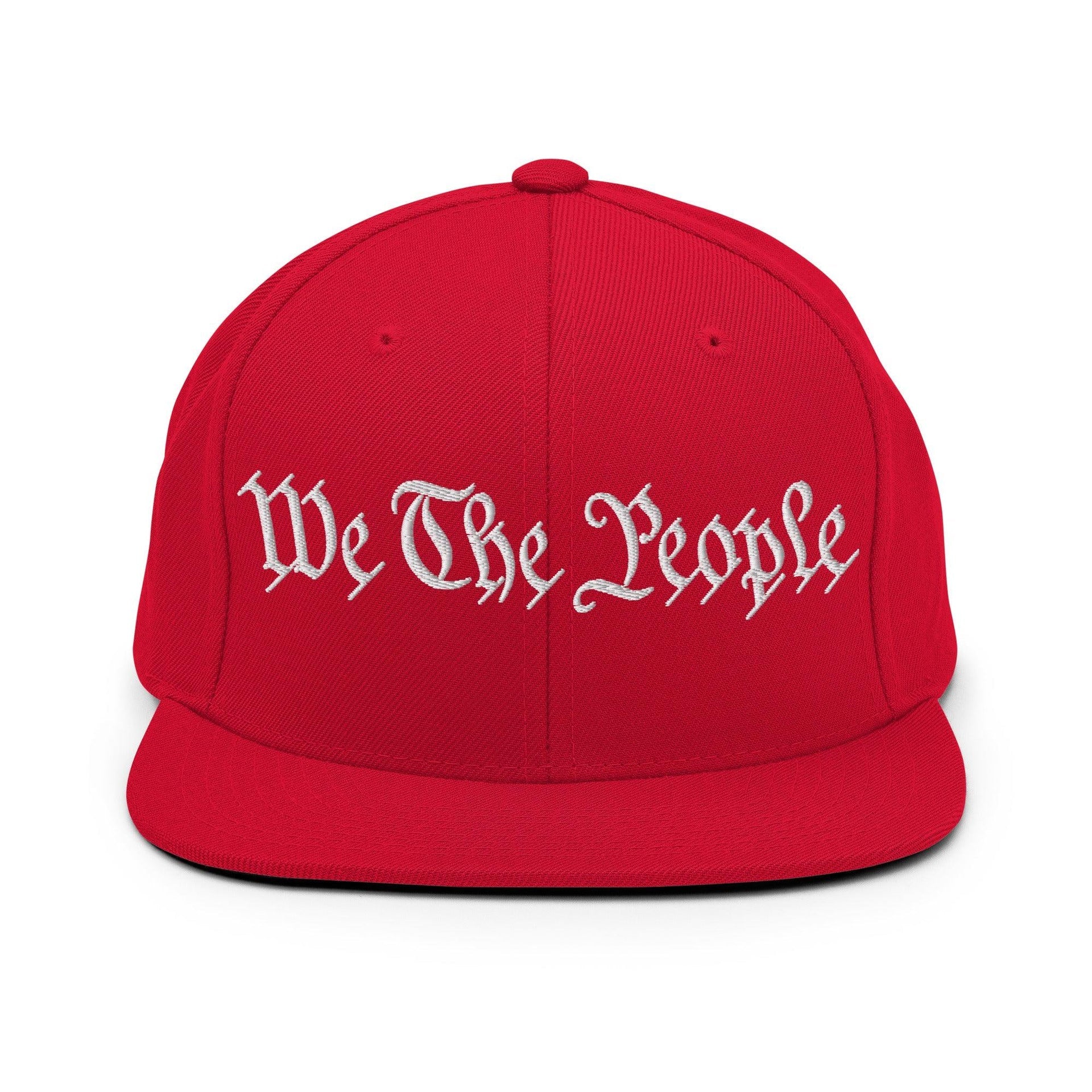 We The People Embroidered Flat Bill Brim Snapback Hat Red Capital Crowns Conservative Snapback Hats