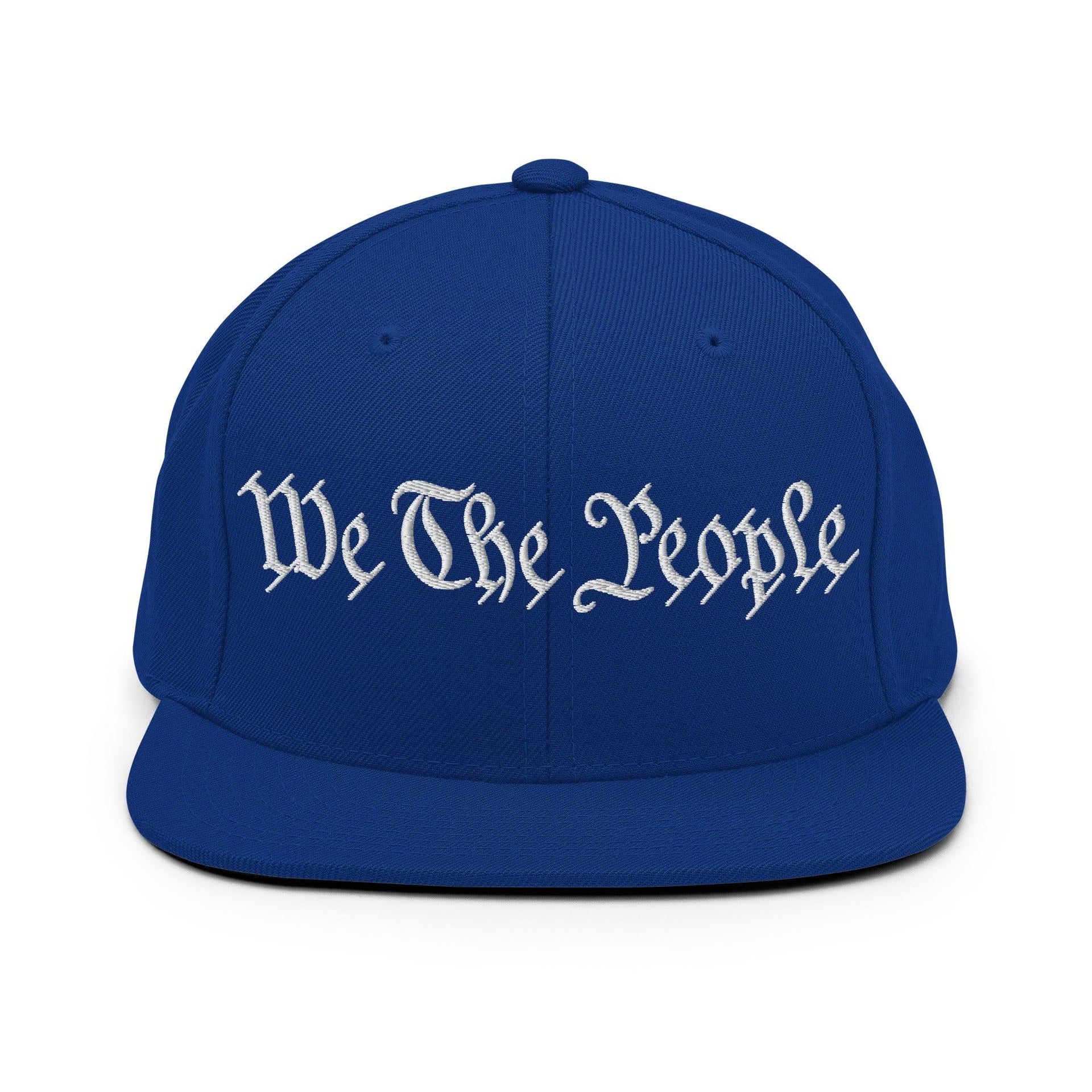 We The People Embroidered Flat Bill Brim Snapback Hat Royal Blue Capital Crowns Conservative Snapback Hats