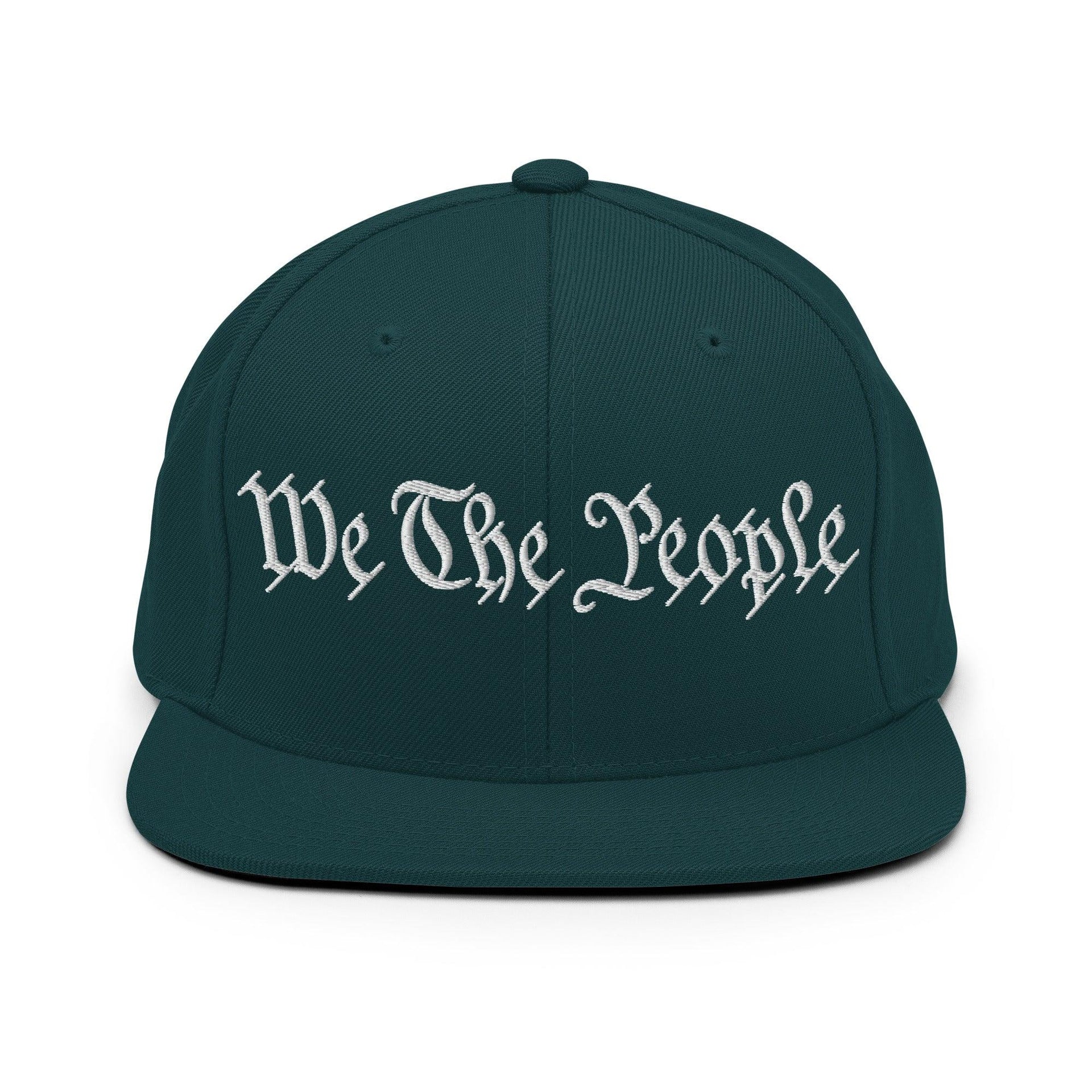 We The People Embroidered Flat Bill Brim Snapback Hat Spruce Capital Crowns Conservative Snapback Hats