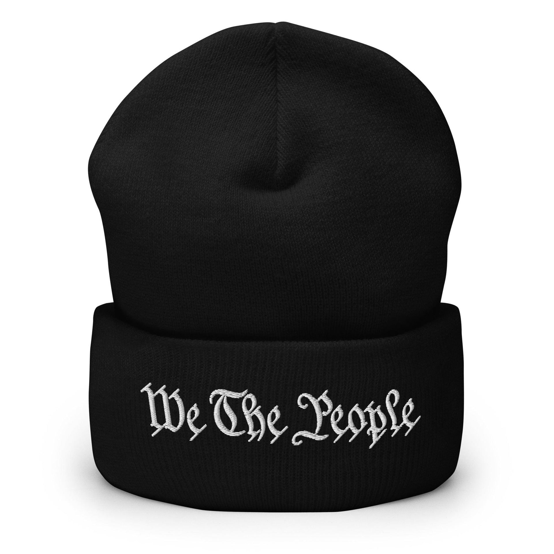 We The People Embroidered Knit Cuffed Beanie Black Beanies Capital Crowns Conservative