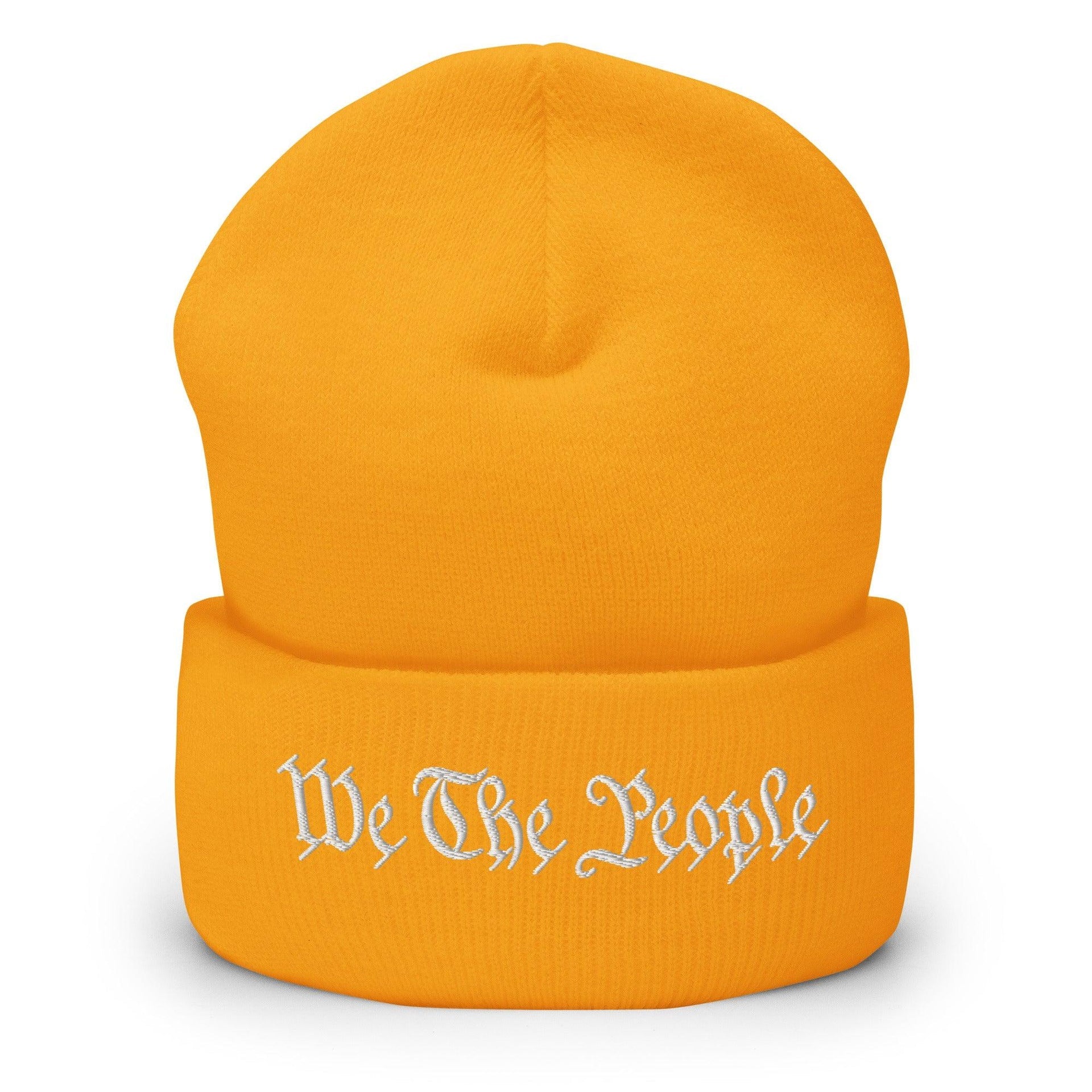 We The People Embroidered Knit Cuffed Beanie Gold Beanies Capital Crowns Conservative