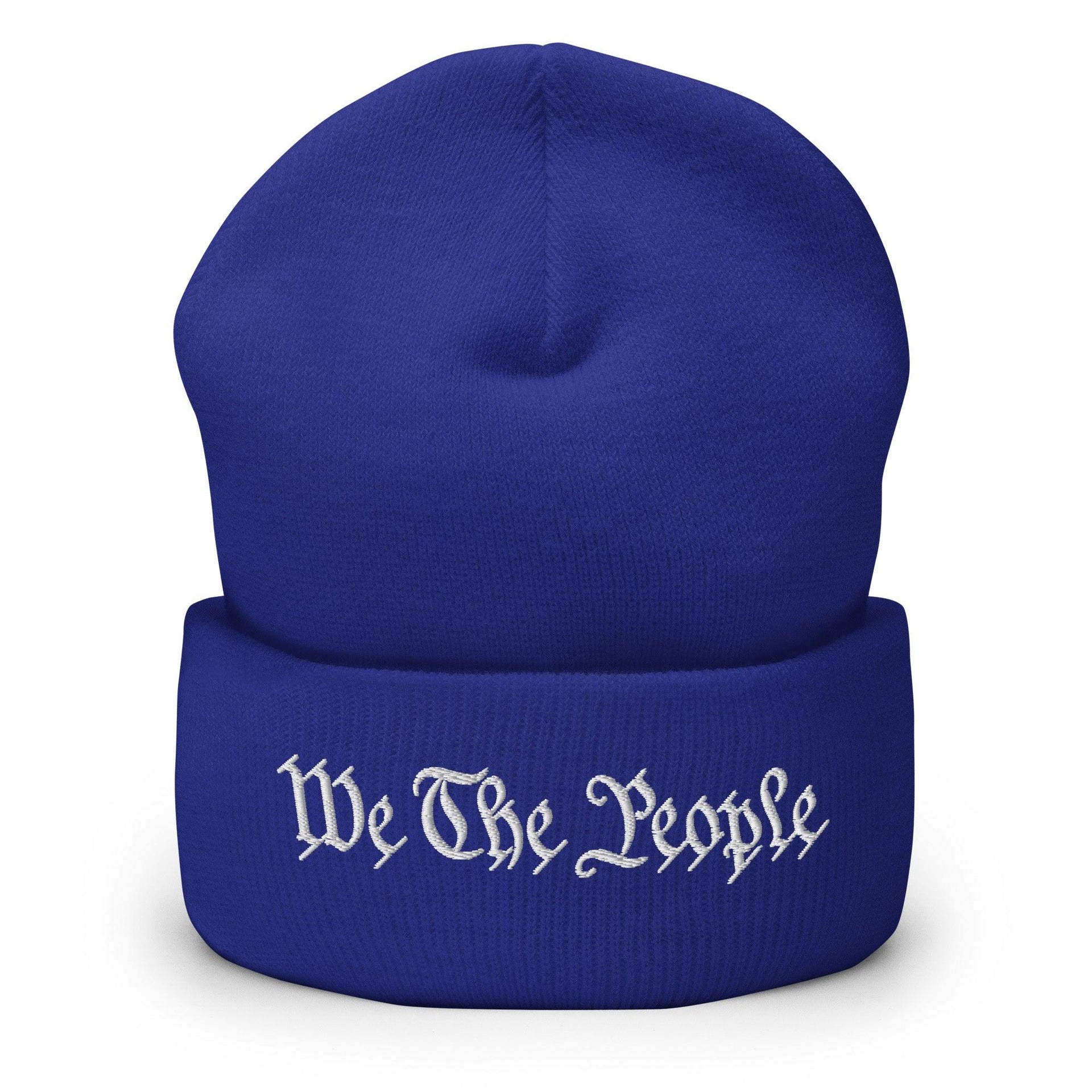 We The People Embroidered Knit Cuffed Beanie Royal Beanies Capital Crowns Conservative