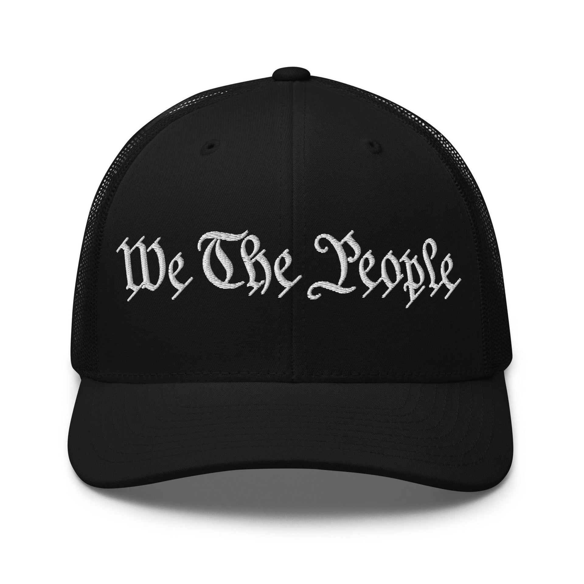 We The People Embroidered Mesh Trucker Hat Black Capital Crowns Conservative Trucker Hats