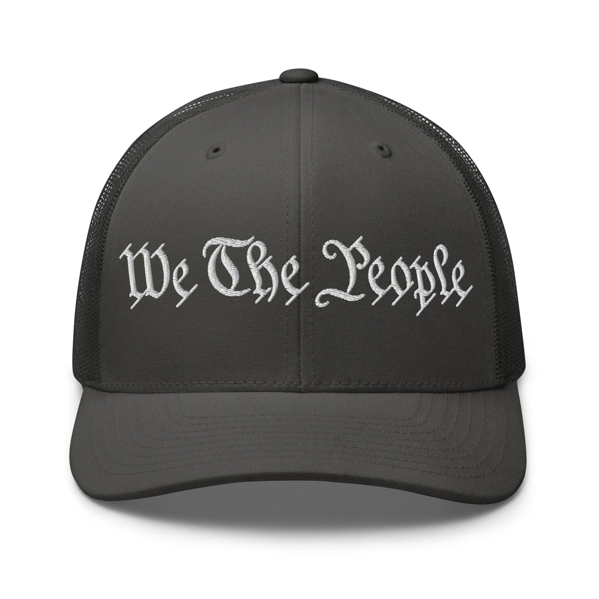 We The People Embroidered Mesh Trucker Hat Charcoal Capital Crowns Conservative Trucker Hats